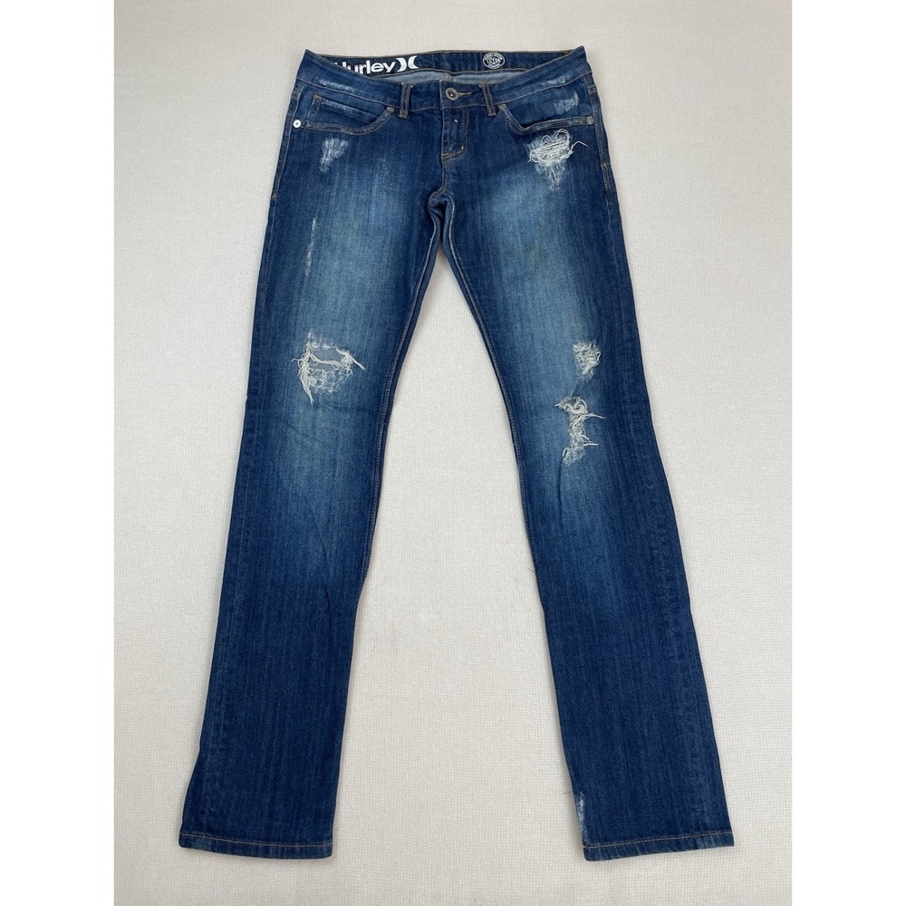 Hurley Jeans Womens‎ 30x31 Blue Distressed Denim 81 Skinny Low Rise Pants
